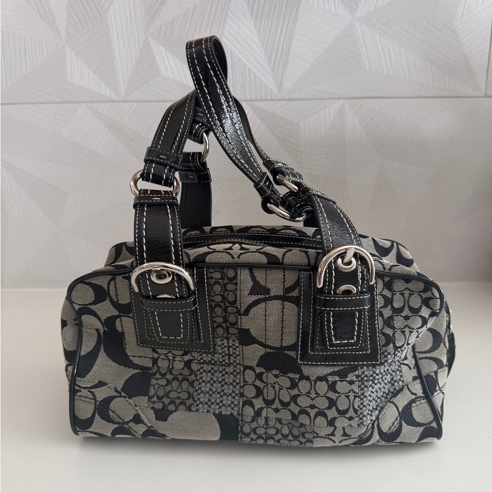 Coach Canvas Black and Gray Women's Satchel